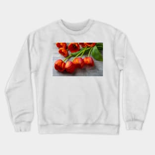 Dew On Orange Tulips Crewneck Sweatshirt